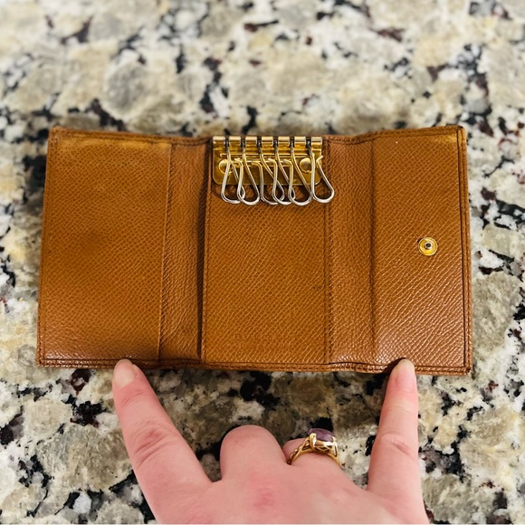 BULGARI Tan Leather Key Ring Wallet 💯 AUTHENTIC - Picture 6 of 14